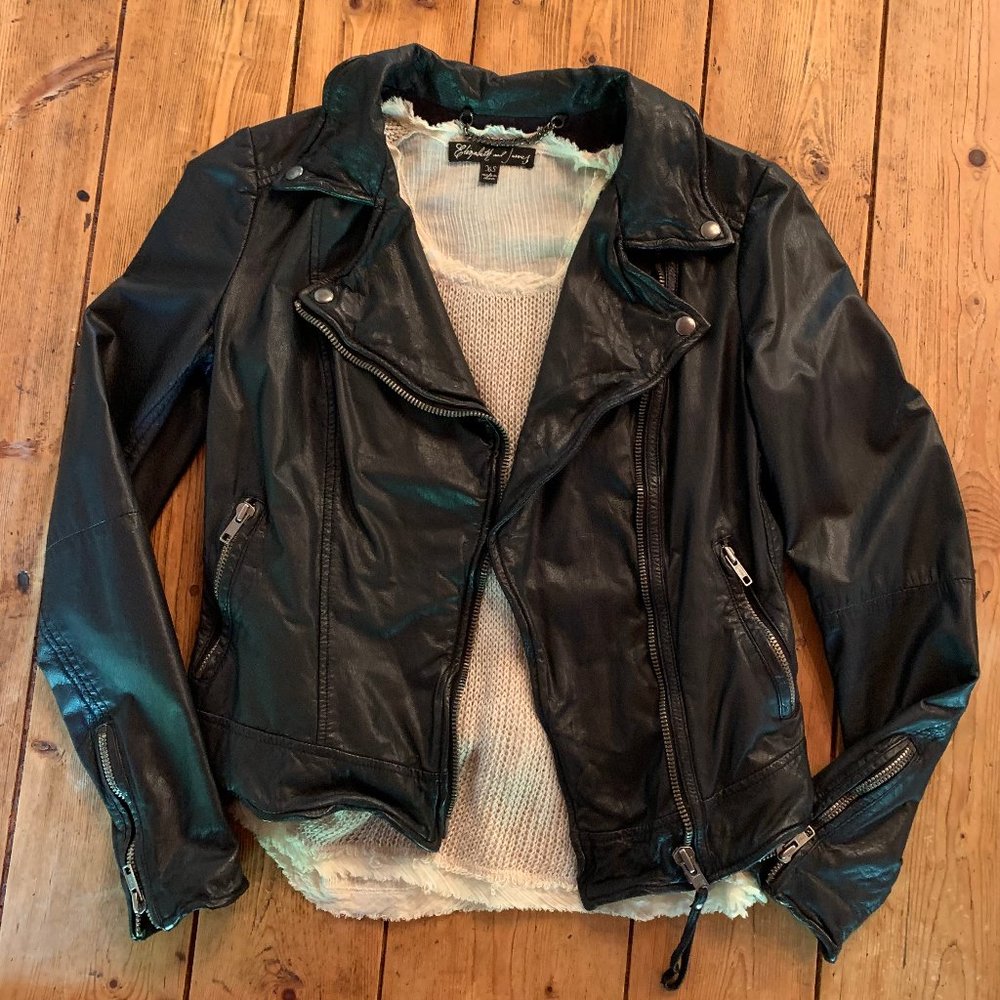 RARE Muubaa SABIK Black Leather Biker Jacket EUC